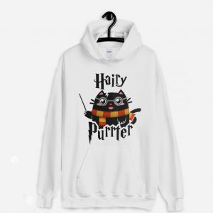 Hairy Purrter funny cute meowgical Black Cat Hoodie