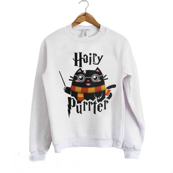 Hairy Purrter funny cute meowgical Black Cat Sweatshirt