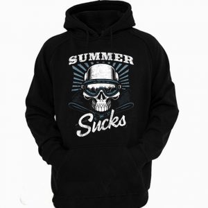 Summer Sucks Skier Skull Funny Hoodie